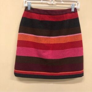 Loft Wool Blend Skirt Red Striped Size OOP Petite NWT